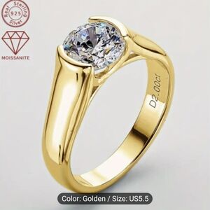 Elegant Classic 2CT Round Moissanite Ring